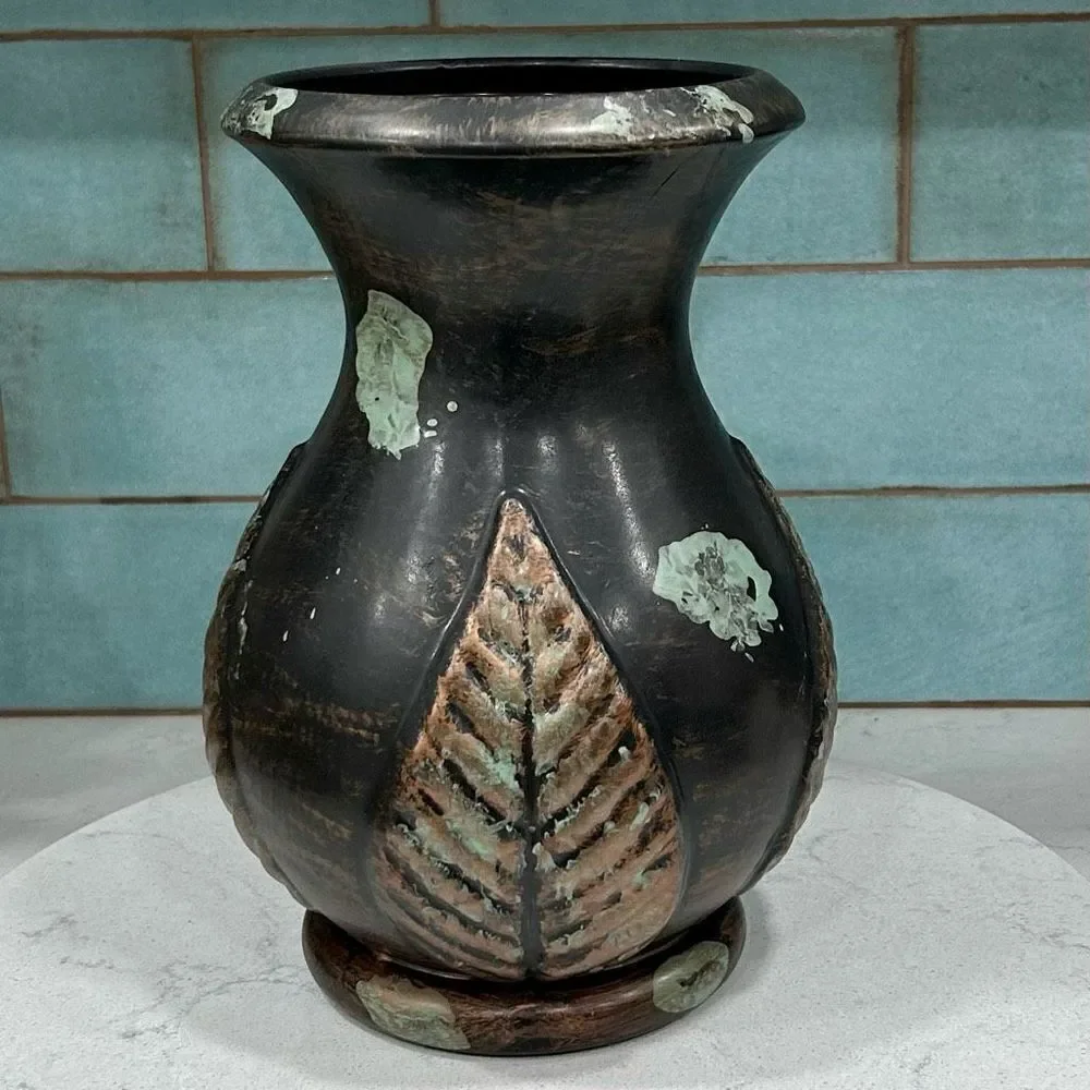 Haeger Flower Vase One Size Copper Brown Mottled Glaze Pottery Vintage